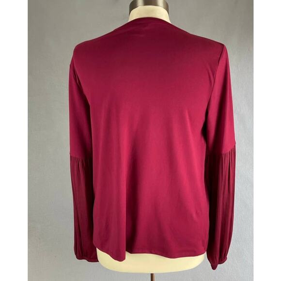 Simply Vera Vera Wang Raspberry Pink Crewneck Puff Sleeve Top Polyester Small - Picture 8 of 9
